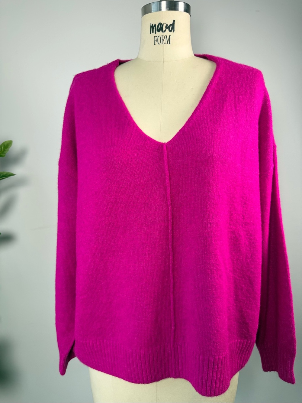 Vince Camuto Bright Fuchsia V-Neck Sweater